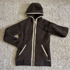 THE NORTH FACE Jacket Womens Small Brown TEDDY BEAR Fleece Full Zip Pockets Hood